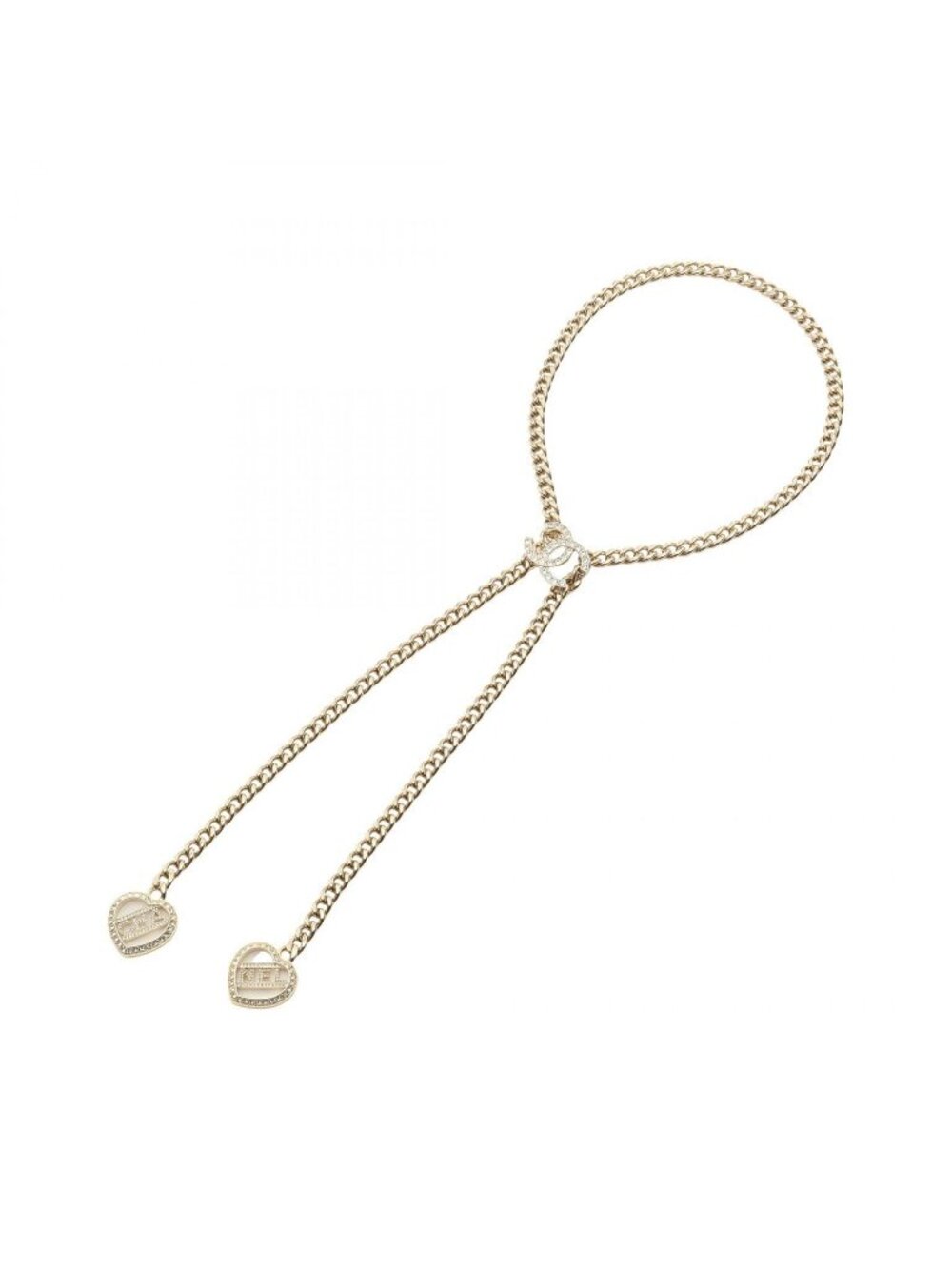 Chanel Necklace CC Logo Double Heart